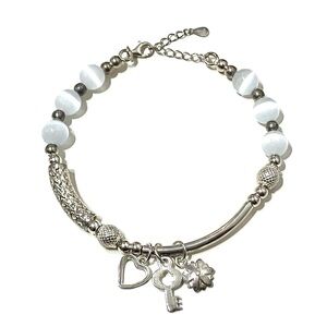 Pure Silver 99.9% Charm Beaded Bracelet